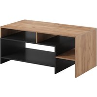 Akron Wooden Coffee Table In Gold Craft Oak And Black
