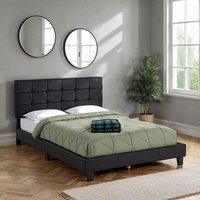 Akron Faux Leather Double Bed in Black