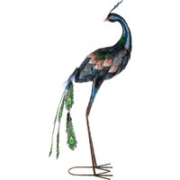 Akron Metal Peacock Sculpture Large In Blue And Green