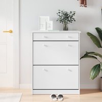Akron Wooden Shoe Storage Cabinet With 1 Drawer In White