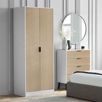 Akron Wooden Wardrobe With 2 Doors In White And Oak