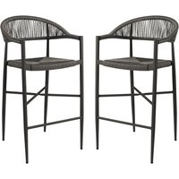 Alamosa Dark Grey Rattan Bar Stools With Aluminium Frame In Pair