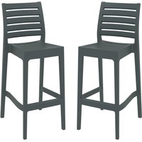 Albany Dark Grey Polypropylene Bar Stools With Glass Fiber In Pair