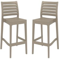 Albany Taupe Polypropylene Bar Stools With Glass Fiber In Pair