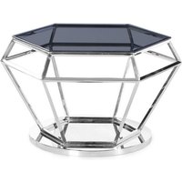 Albury Glass Coffee Table In Smoke With Polished Steel Frame