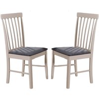 Alcor Stone Grey Wooden Dining Chairs With Fabric Seat In Pair