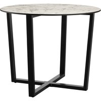 Aldgate Small Wooden Dining Table In White Marble Top