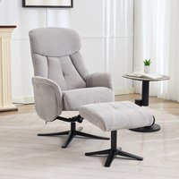 Aldrich Fabric Swivel Recliner Chair with Footstool in Grey Mist