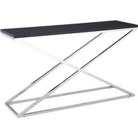 Alena Wooden Leather Effect Console Table In Black