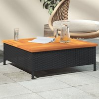 Aleris Garden Brown Acacia Wood Top Coffee Table with Black Rattan Base
