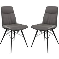Alexander Grey Leather Dining Chairs In Pair