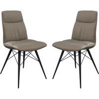 Alexander Taupe Leather Dining Chairs In Pair