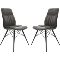 Alexander Vintage Grey Leather Dining Chairs In Pair