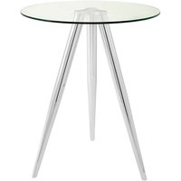 Alfratos Round Clear Glass Top Bar Table With Chrome Metal Legs