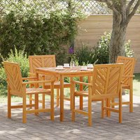 Alfresco Outdoor Acacia Wood 90cm Dining Table with 4 Chairs in Brown