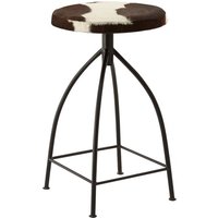 Algieba Cowhide Fabric Bar Stool With Black Metal Legs