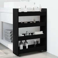 Algona Wooden Kitchen Trolley With 4 Shelves In Black