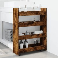 Algona Wooden Kitchen Trolley With 4 Shelves In Smoked Oak
