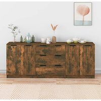 Algot Wooden Sideboard With 4 Doors 3 Drawers In Smoked Oak