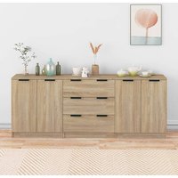 Algot Wooden Sideboard With 4 Doors 3 Drawers In Sonoma Oak