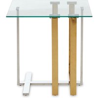 Alicante Clear Glass End Table With Gold And Silver Legs