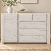 Alink Wooden Sideboard with 1 Door 5 Drawers in White