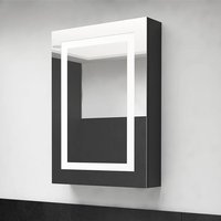 Aliso Bathroom Mirrored Cabinet In Shining Black With LED