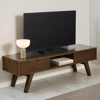 Alisto Wooden TV Stand With 2 Drawers In Smoked Oak