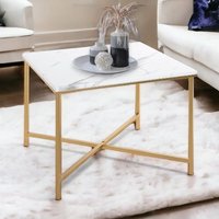 Allerton Large Wooden Square End Table In White Marble Effect