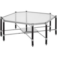 Allessa Clear Glass Coffee Table With Black And Silver Frame