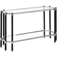 Allessa Clear Glass Console Table With Black And Silver Frame