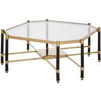 Allessa Clear Glass Coffee Table With Black And Gold Frame
