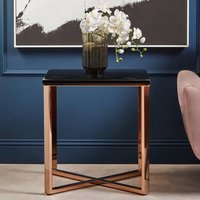 Allston Black Faux Marble End Table With Champagne Frame