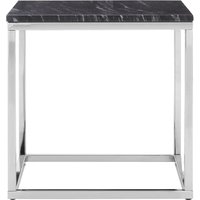 Allston Black Marble Square End Table With Silver Frame