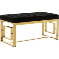 Allston Black Velvet Seating Bench With Gold Square Frame