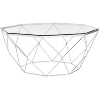 Allston Clear Glass Polygonal Coffee Table With Chrome Frame