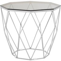 Allston Grey Glass Polygonal End Table With Nickel Frame