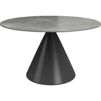 Allston Round Ceramic Extending Dining Table In Matte Grey