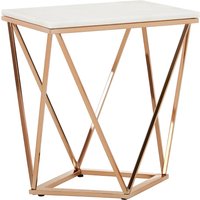 Allston White Marble End Table With Rose Gold Frame