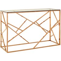 Alluras Clear Glass Console Table With Rose Gold Frame