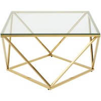 Alluras Large Clear Glass End Table With Twist Gold Frame