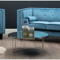 Alluras Silver Glass Coffee Table With Chrome Frame