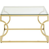 Alluras Small Clear Glass Coffee Table With Curved Gold Frame