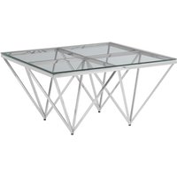 Alluras Small Clear Glass Coffee Table With Silver Spike Frame