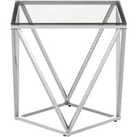 Alluras Small Clear Glass End Table With Twist Silver Frame