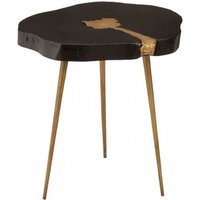 Almory Wooden Side Table In Black And Gold