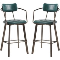 Alstan Vintage Teal Faux Leather Bar Stools In Pair