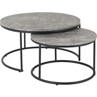 Alsip Round Wooden Set Of 2 Coffee Table In Concrete Effect