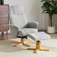 Althar Fabric Swivel Recliner Chair with Footstool in Lunar