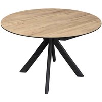 Altoen Round Ceramic Top Extending Dining Table in Oak